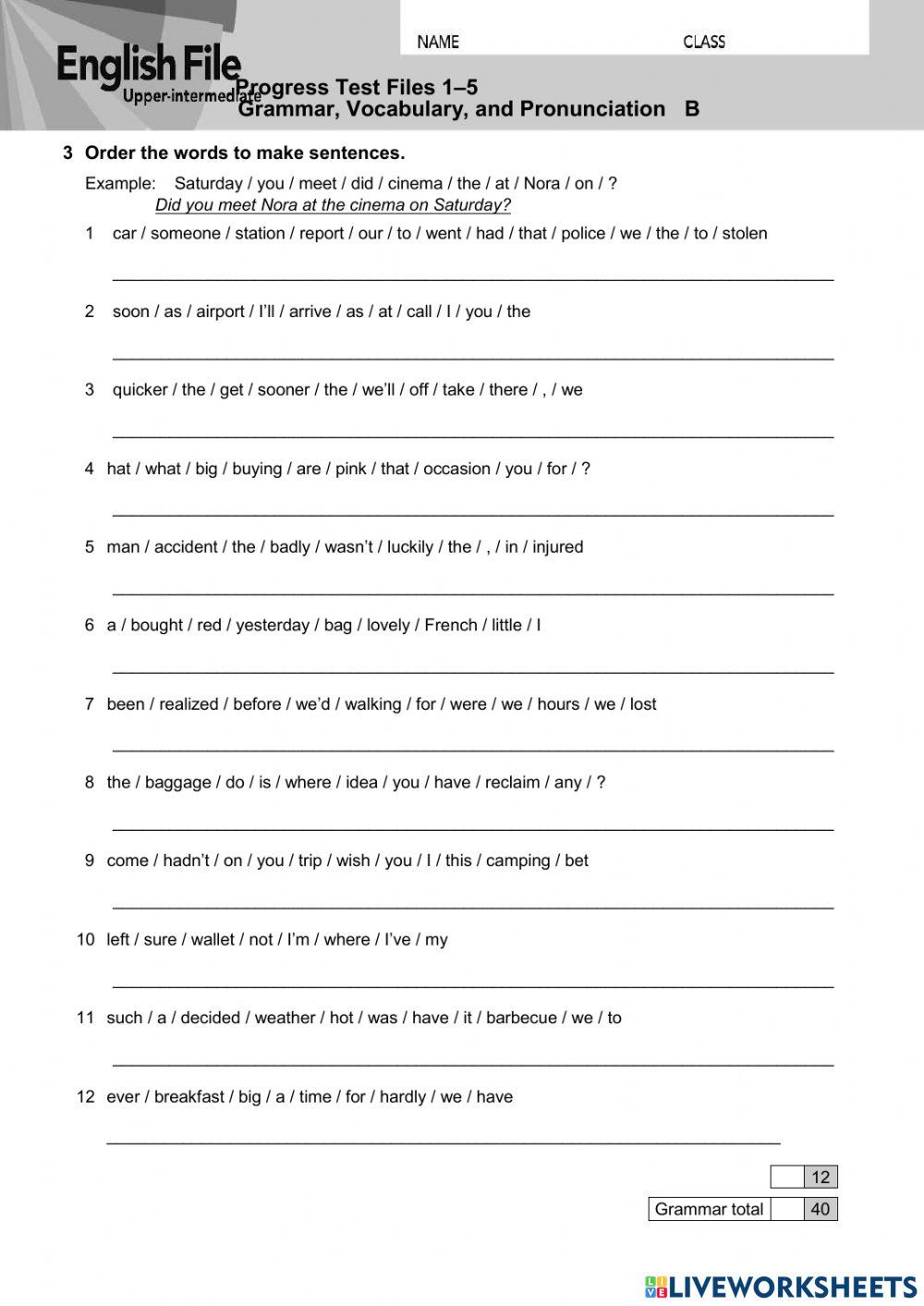 Mid course test ui ef online exercise for live worksheets