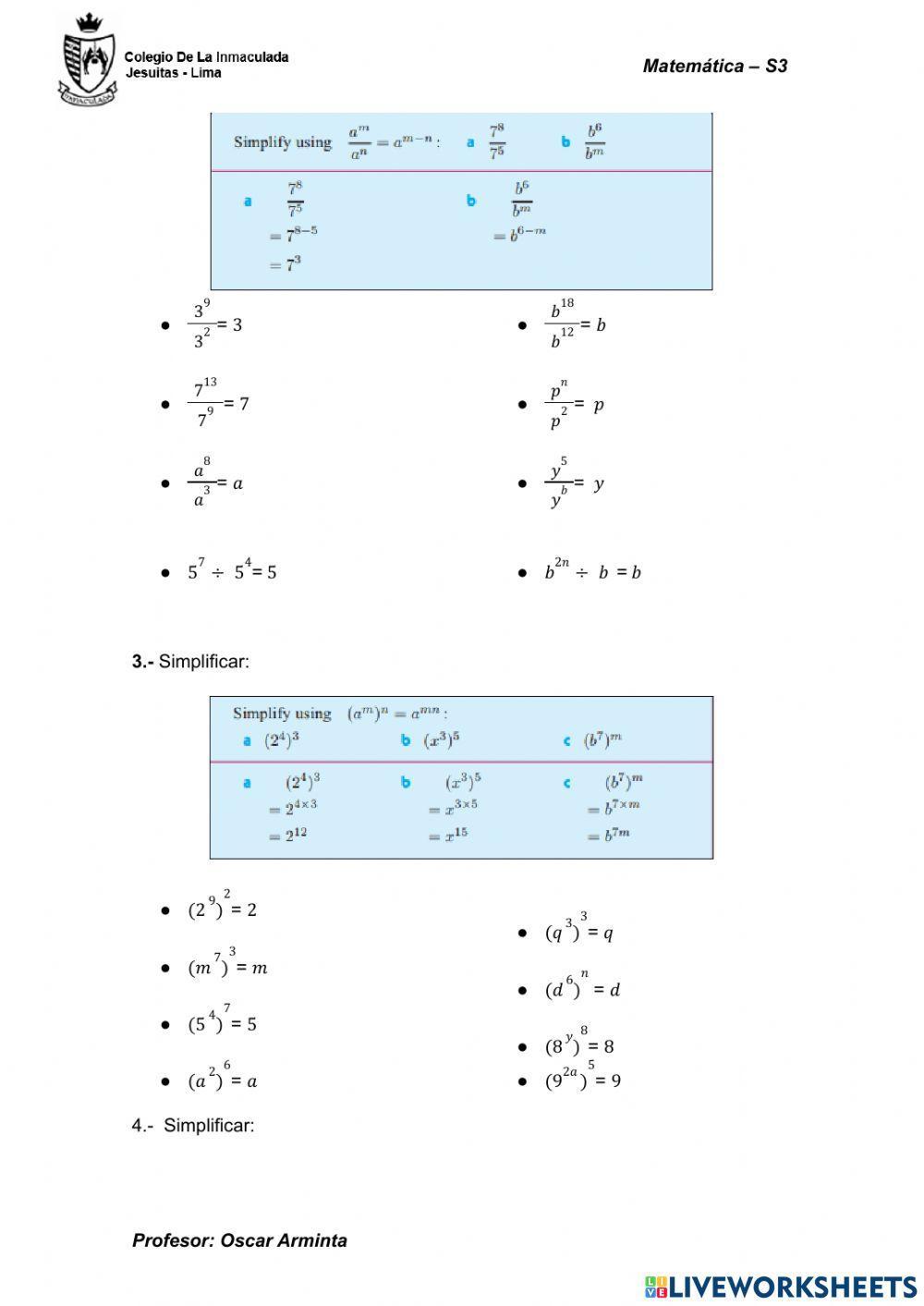 Potenciación 2 (propiedades)