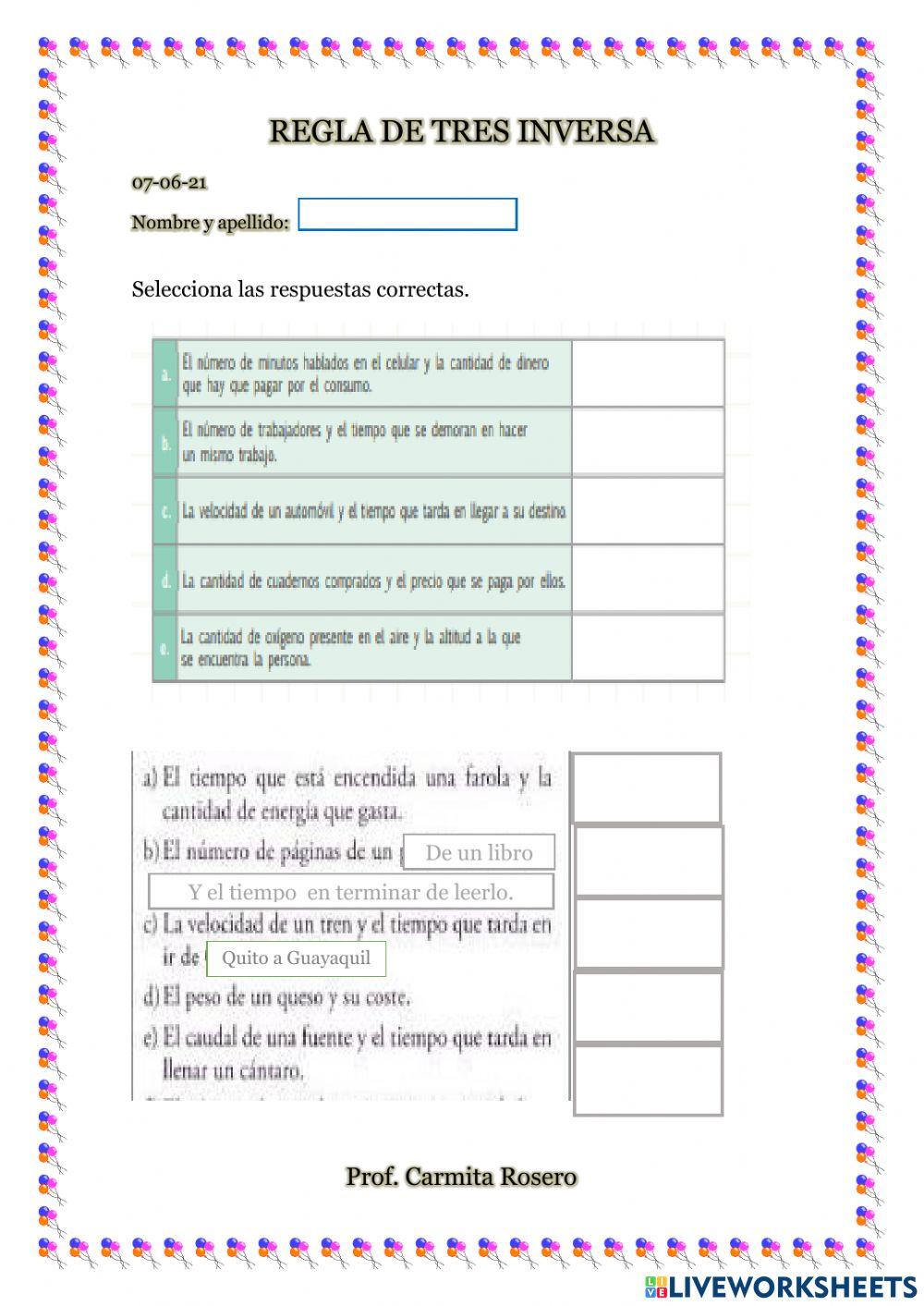 Proporcionalidad inversa