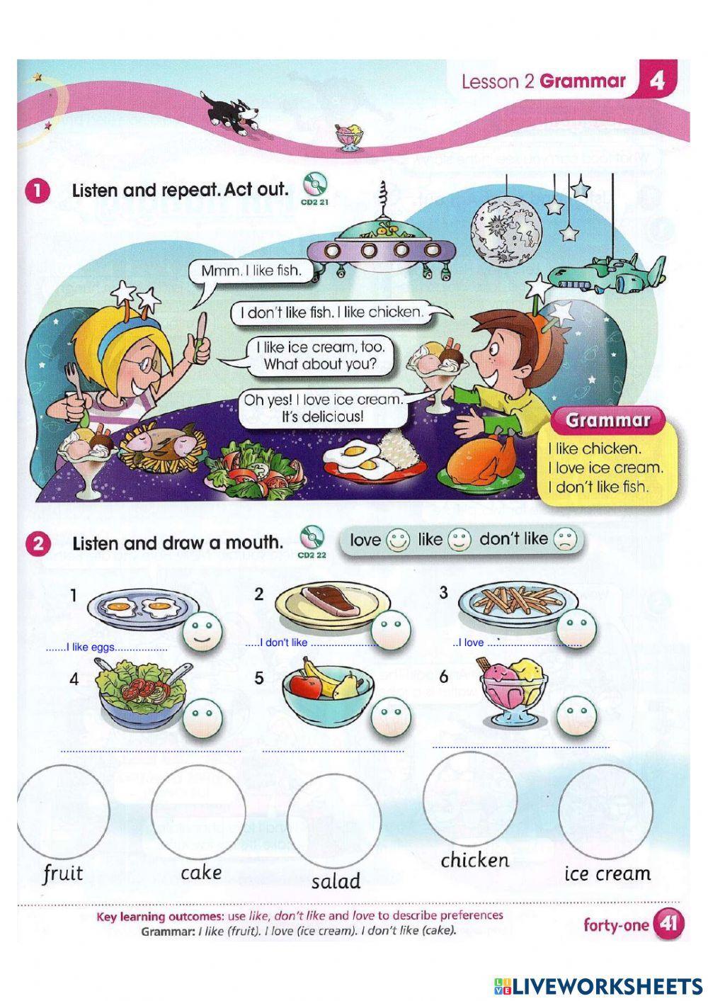 FOOD: I LOVE, I LIKE, I DON'T LIKE 