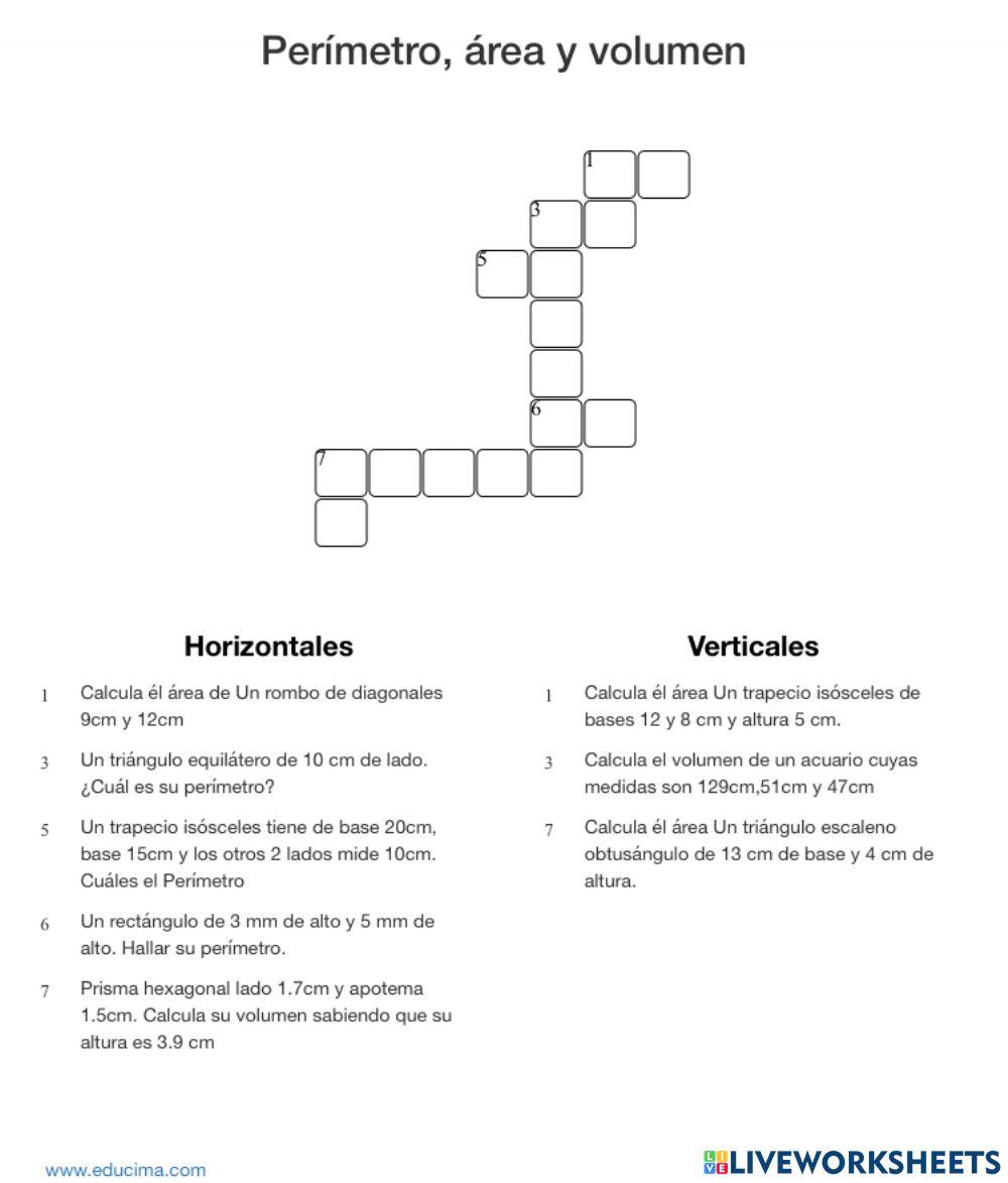 Area, perimetro y volumen