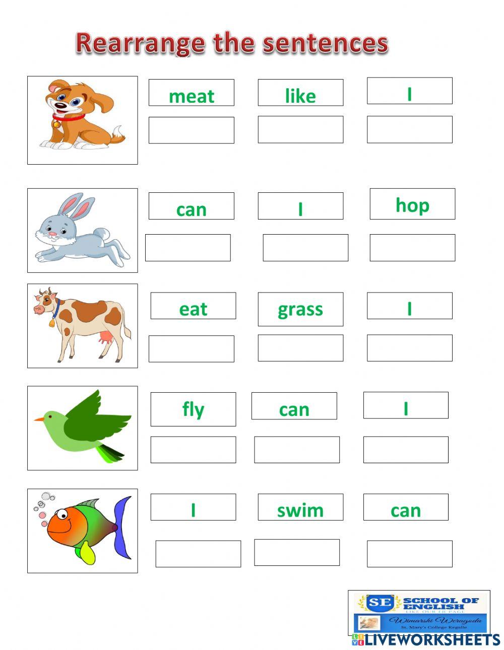 Rearrange the sentences interactive worksheet | Live Worksheets
