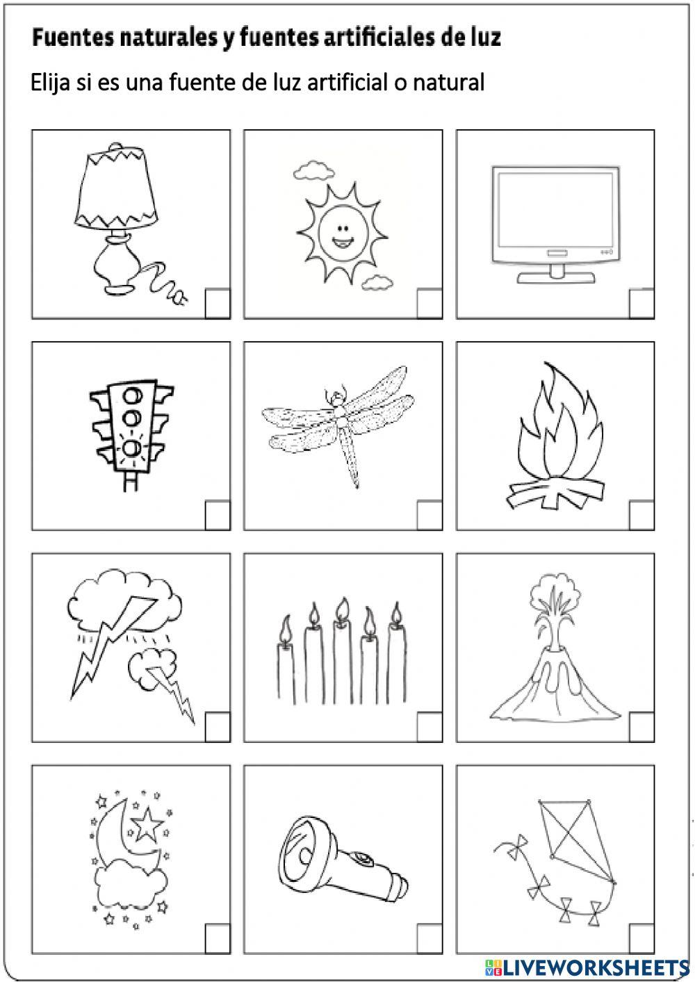 Fuentes de luz artificiales y naturales