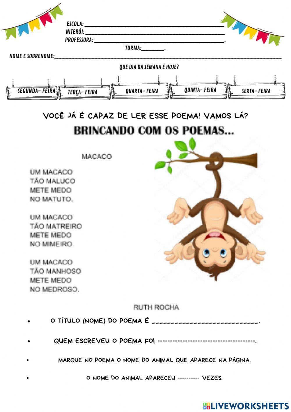 POEMA: MACACO- RUTH ROCHA