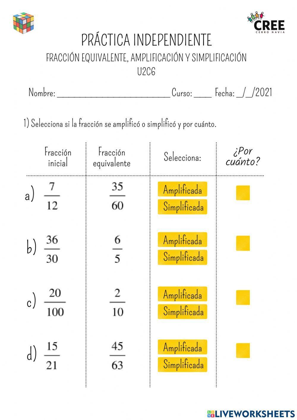 Amplificar y simplificar
