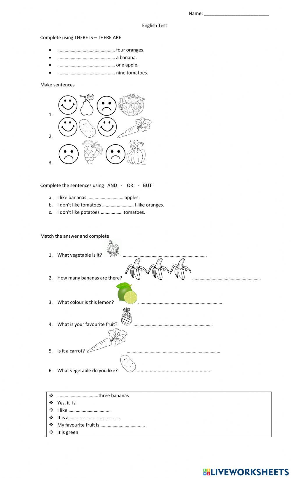 Fruits and vegetables