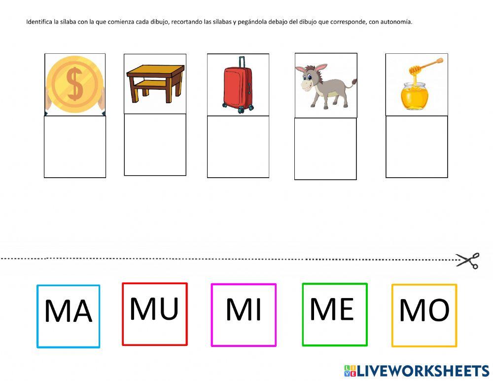 Identificar sílaba inicial con M