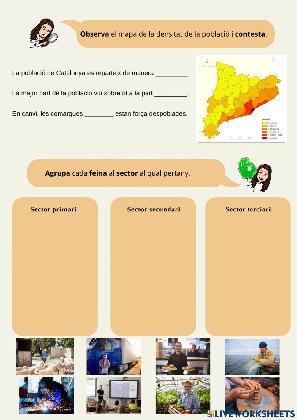 Sectors econòmics i població de Catalunya