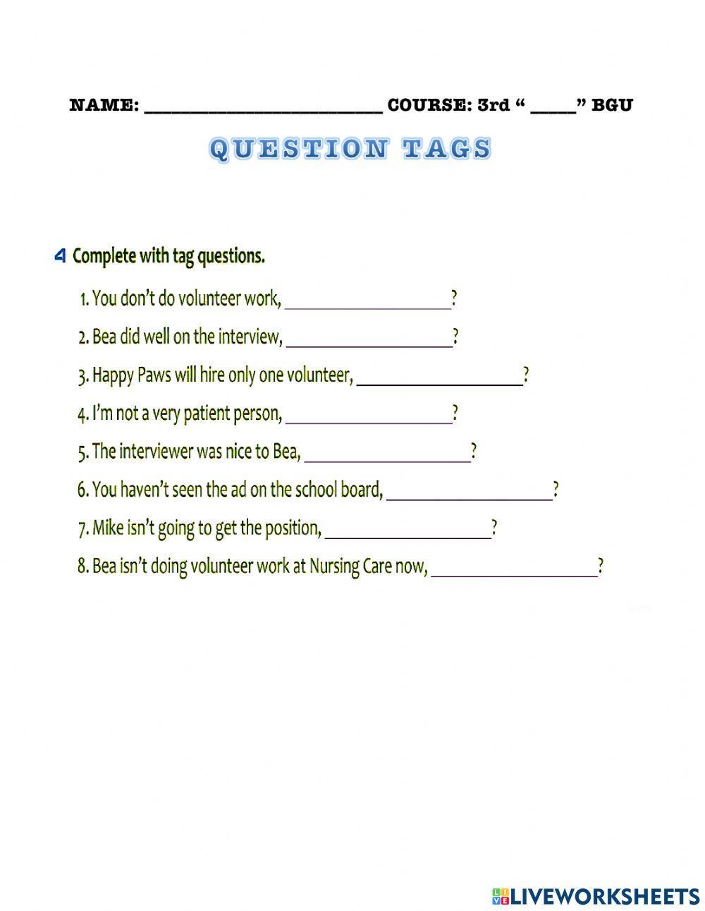 Tag questions