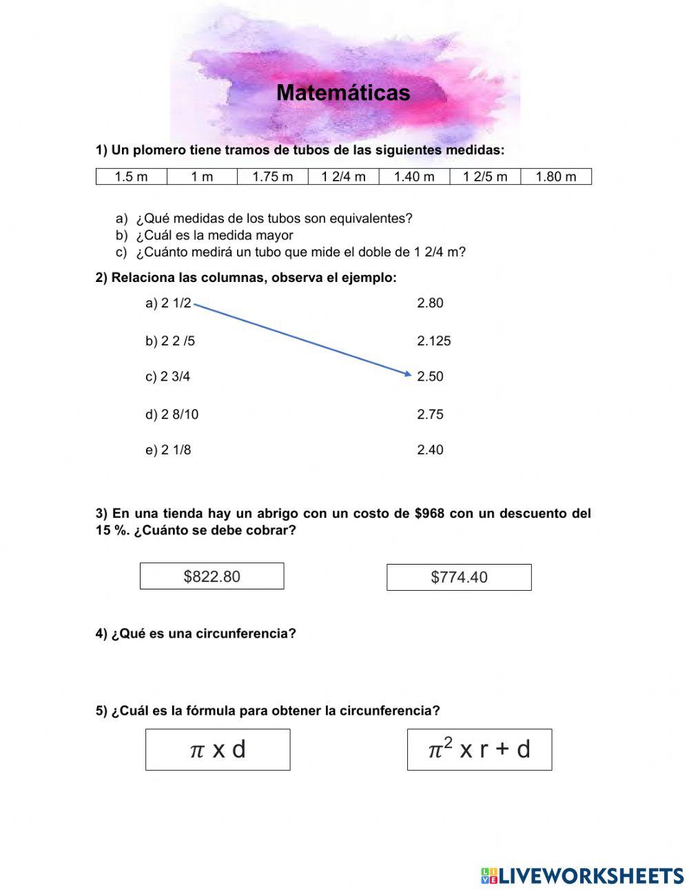 Evaluación Matemáticas