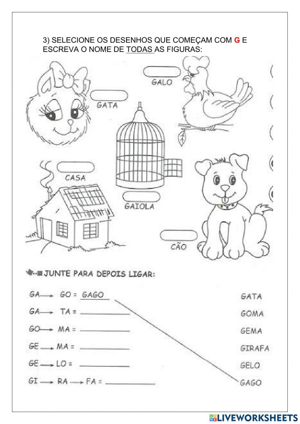 Exercícios família silábica G