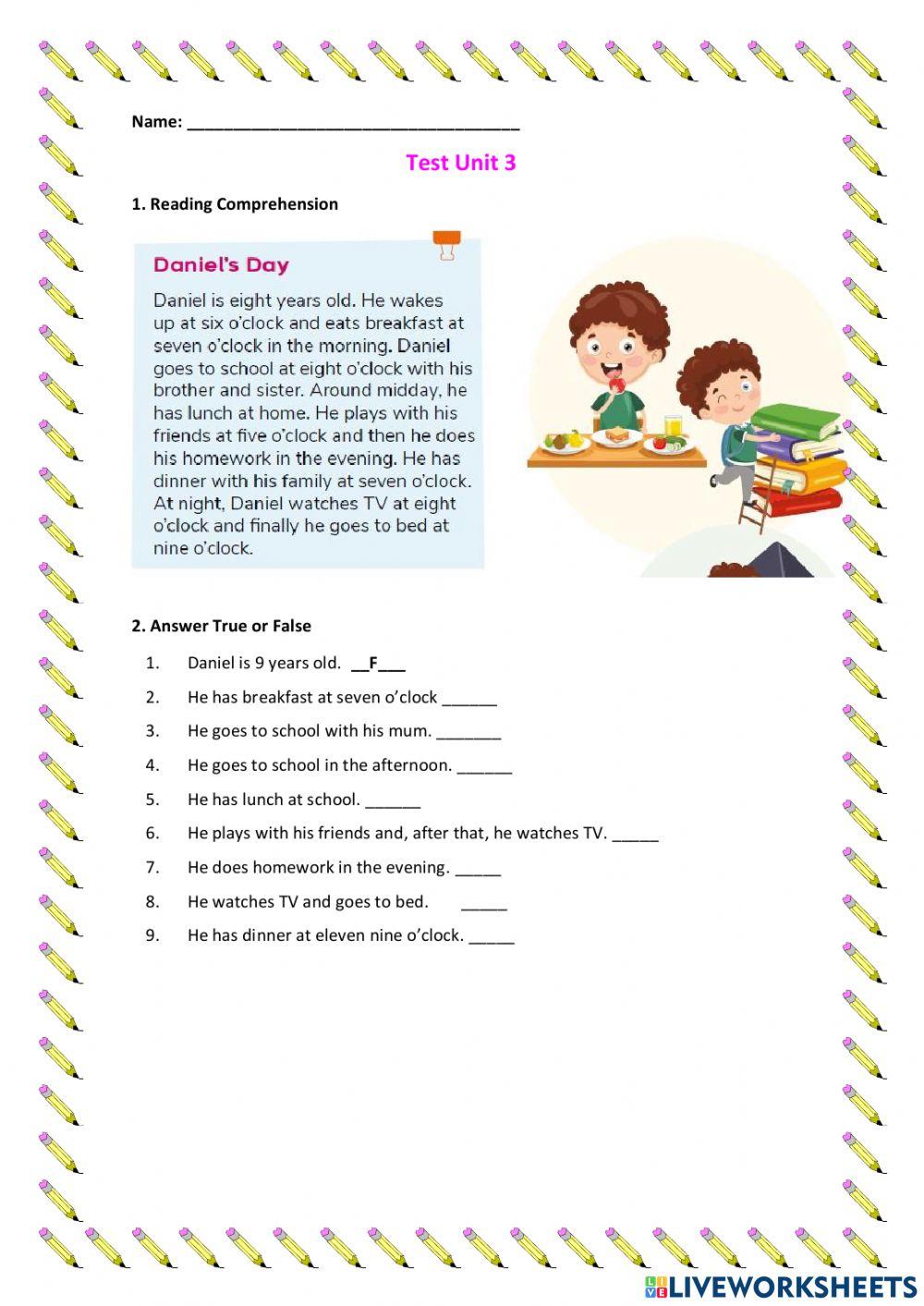 Reading- Daniel's Day