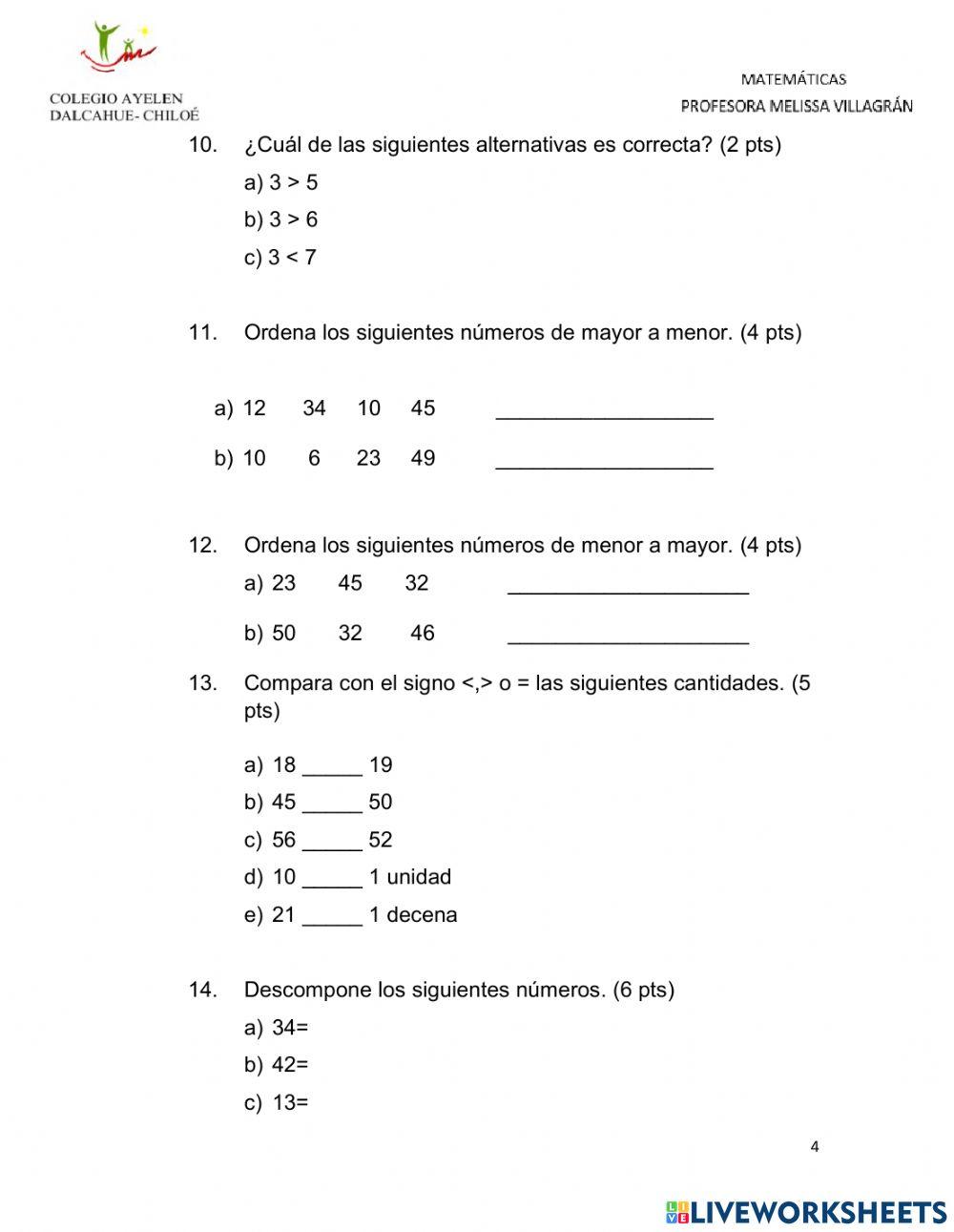Evaluación N°1 MATEMÁTICAS