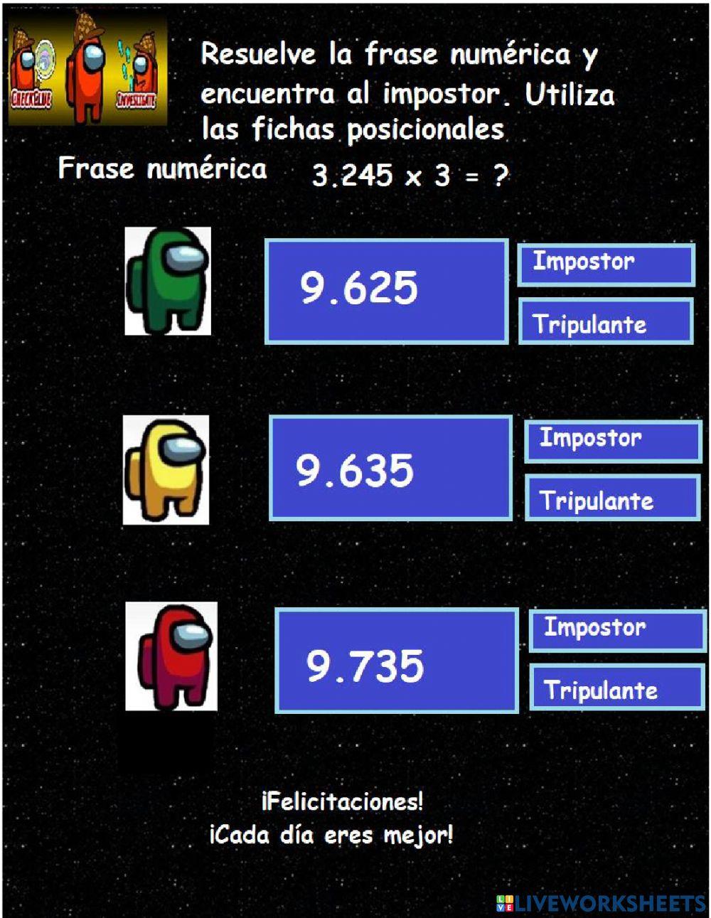 Impostor Multiplicación con reagrupación