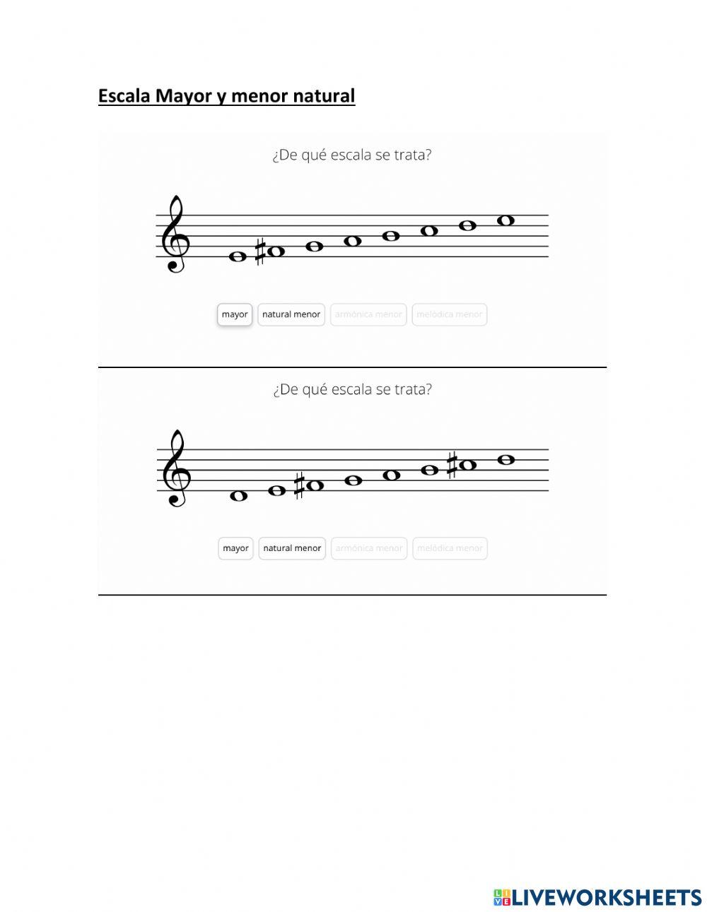 Escala Mayor y menor natural