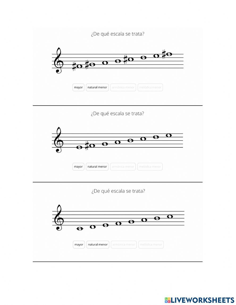 Escala Mayor y menor natural