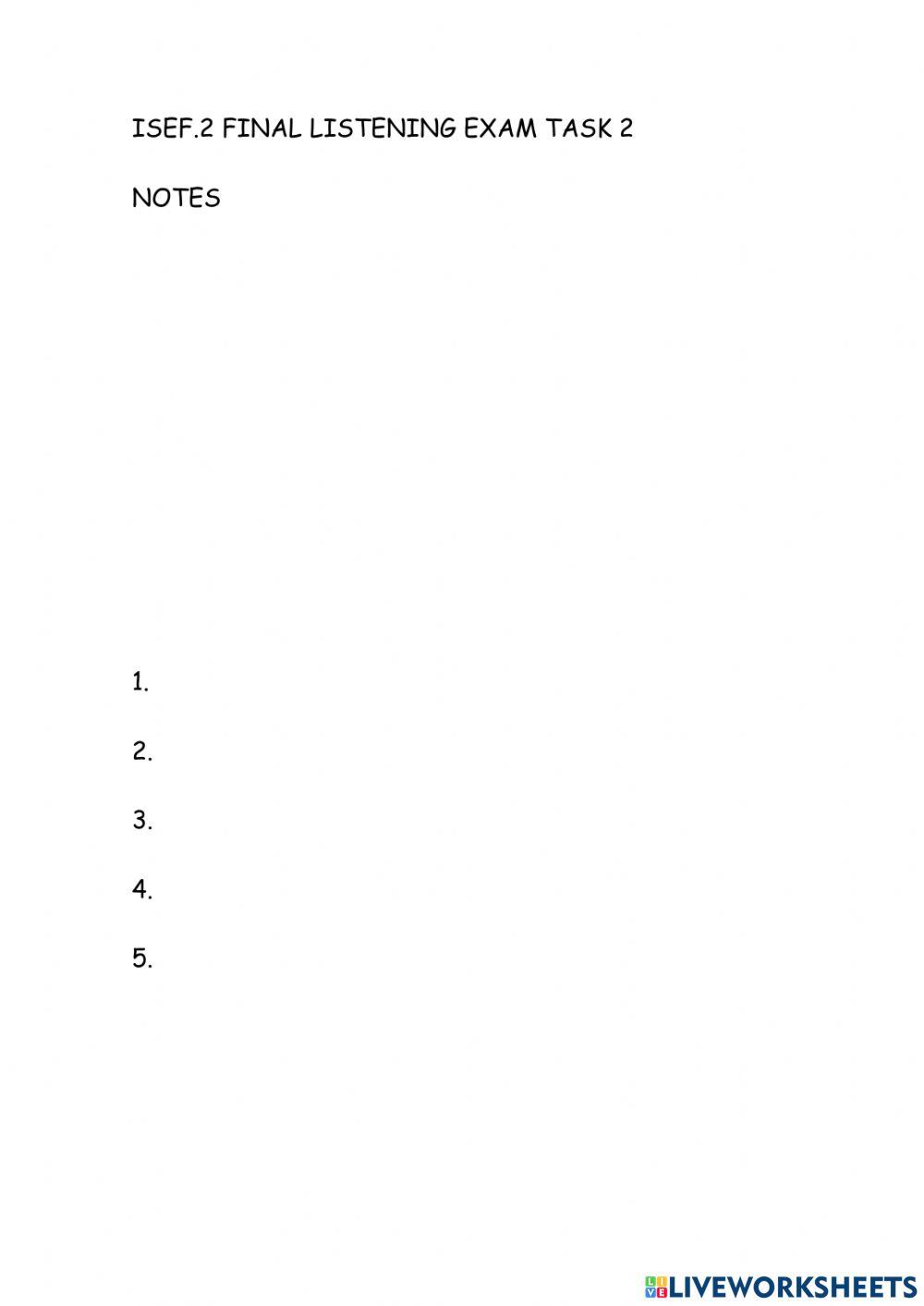 ISEF.2 FINAL LISTENING EXAM