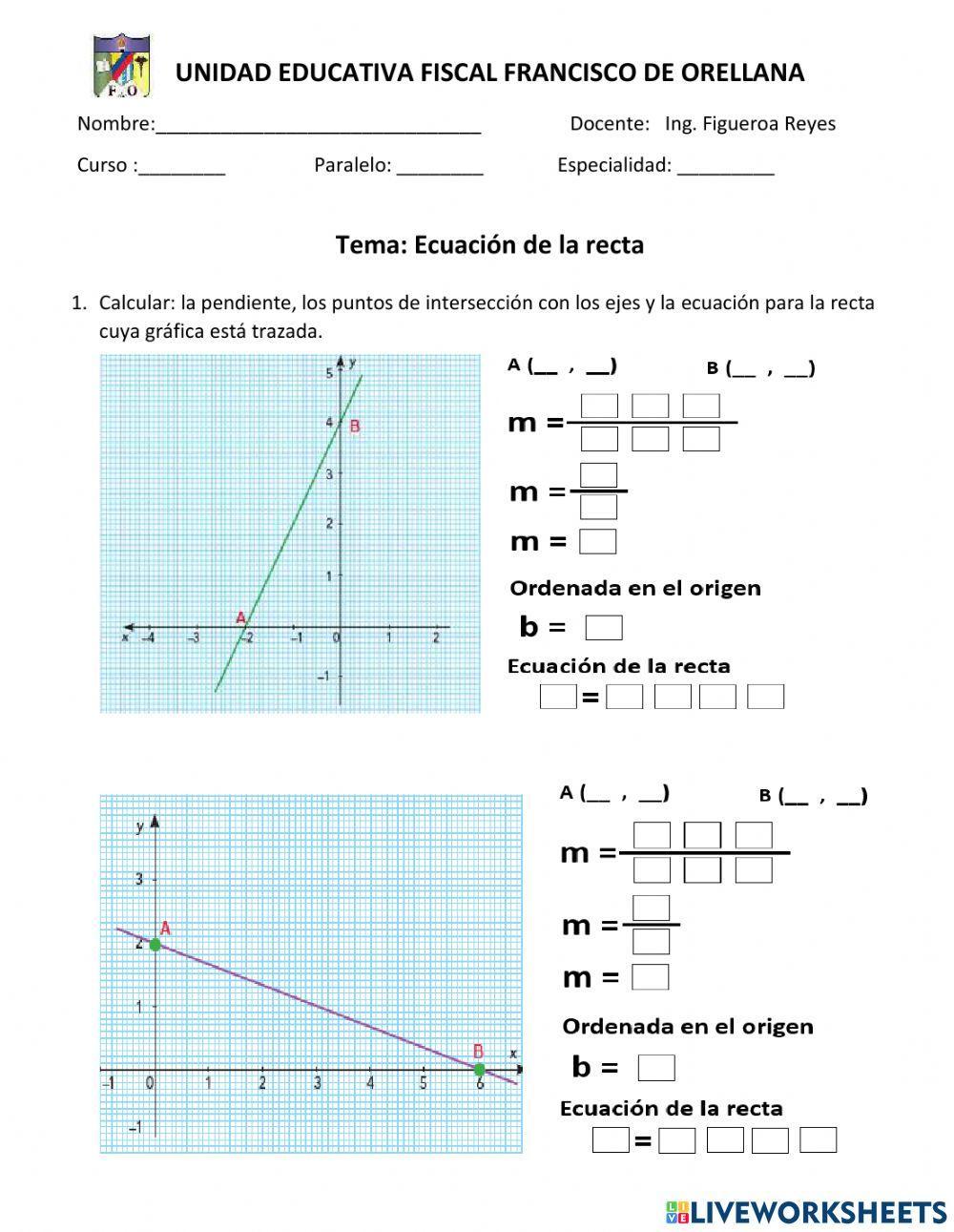 Ecuación de la recta 