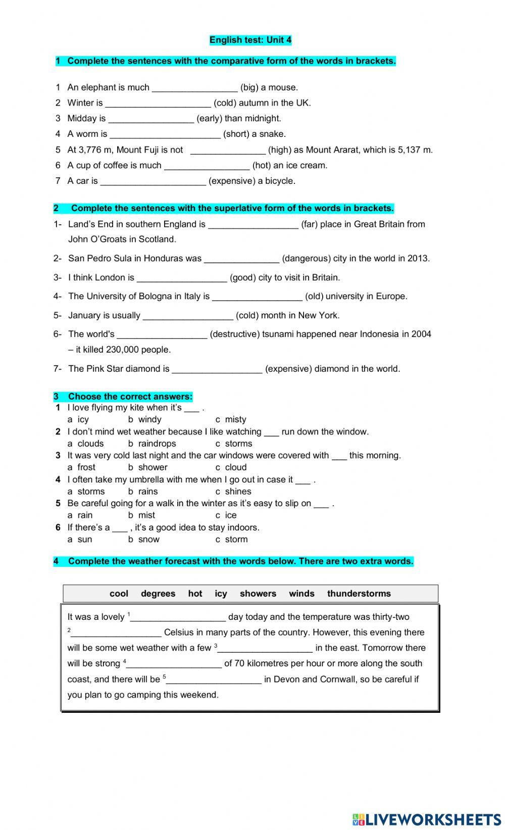 Comparative & superlative