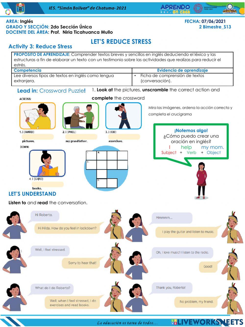 Activity 3: Reduce Stress (PRE-A1)
