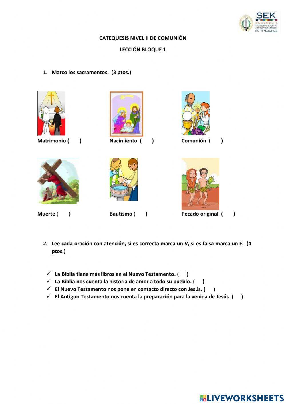 Lección Catequesis de Primera Comunión