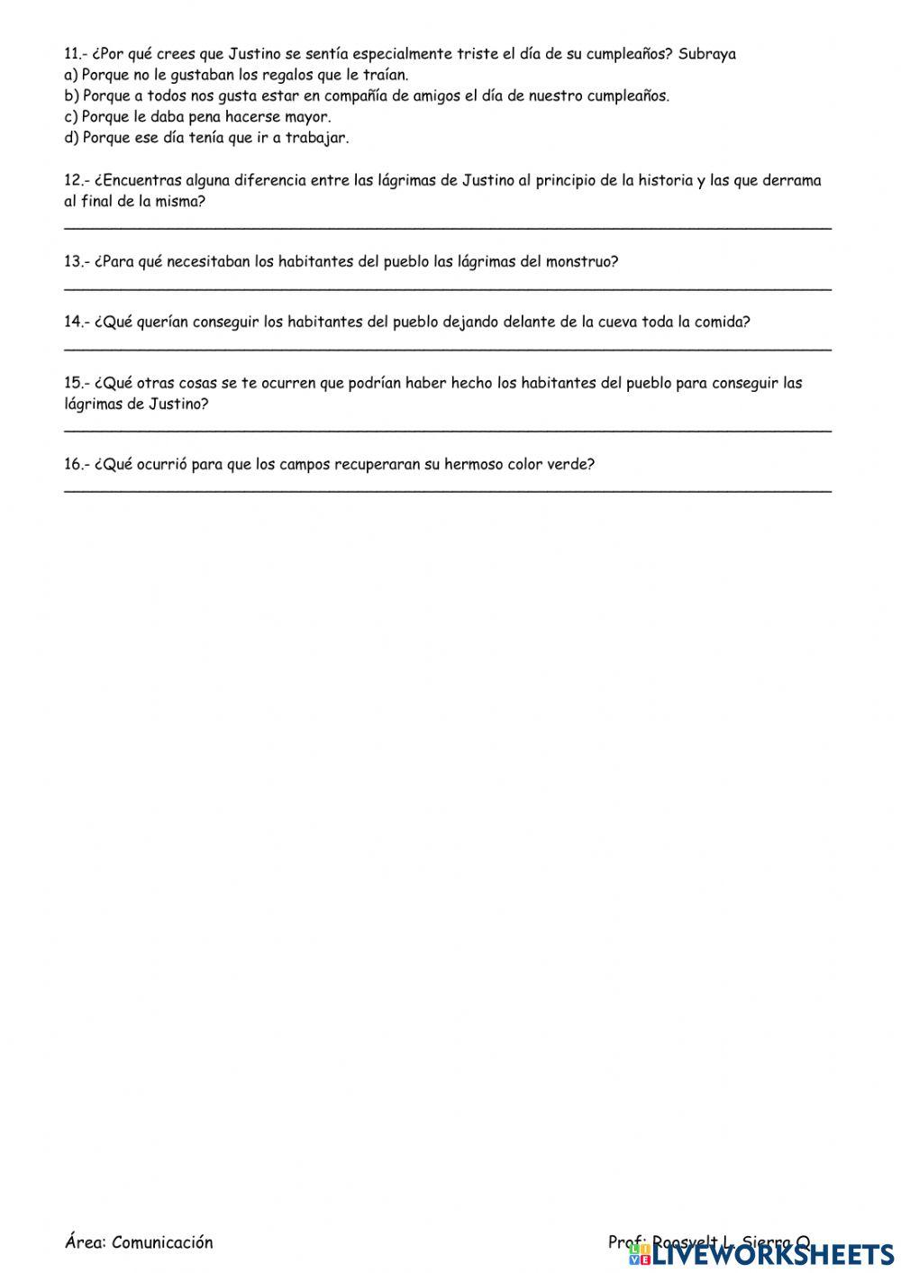 Las lagrimas de Justino - cuento