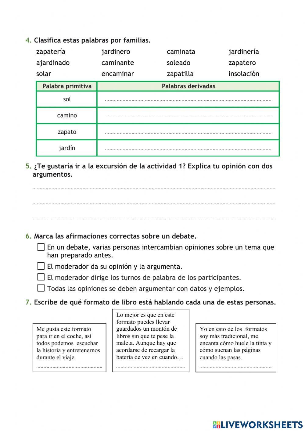 Repasa y Comprueba lo aprendido Tema 12 Lengua 4º