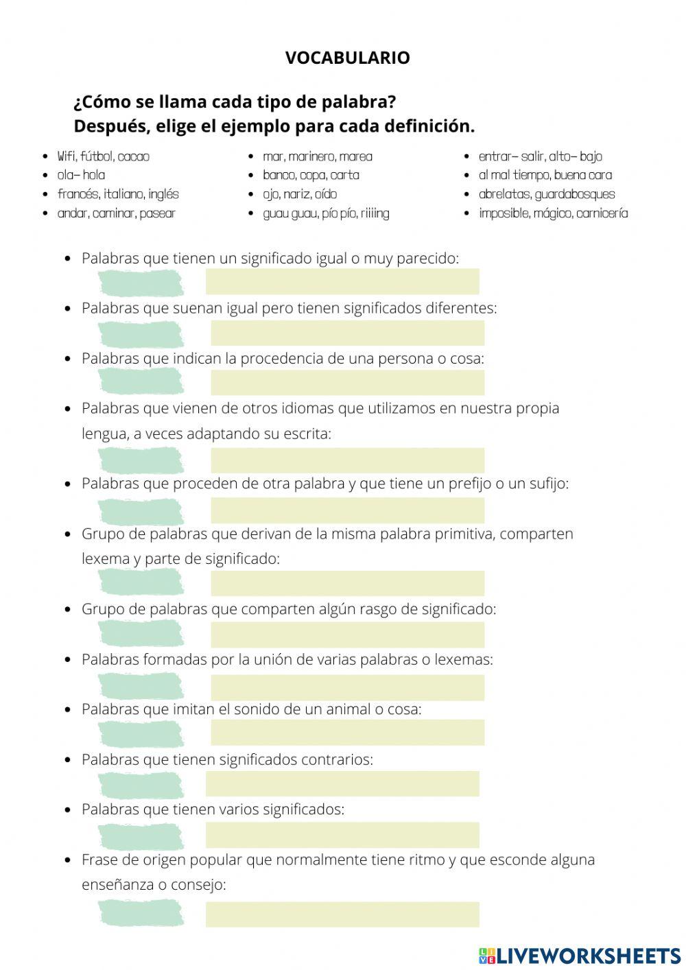 Conceptos de Vocabulario