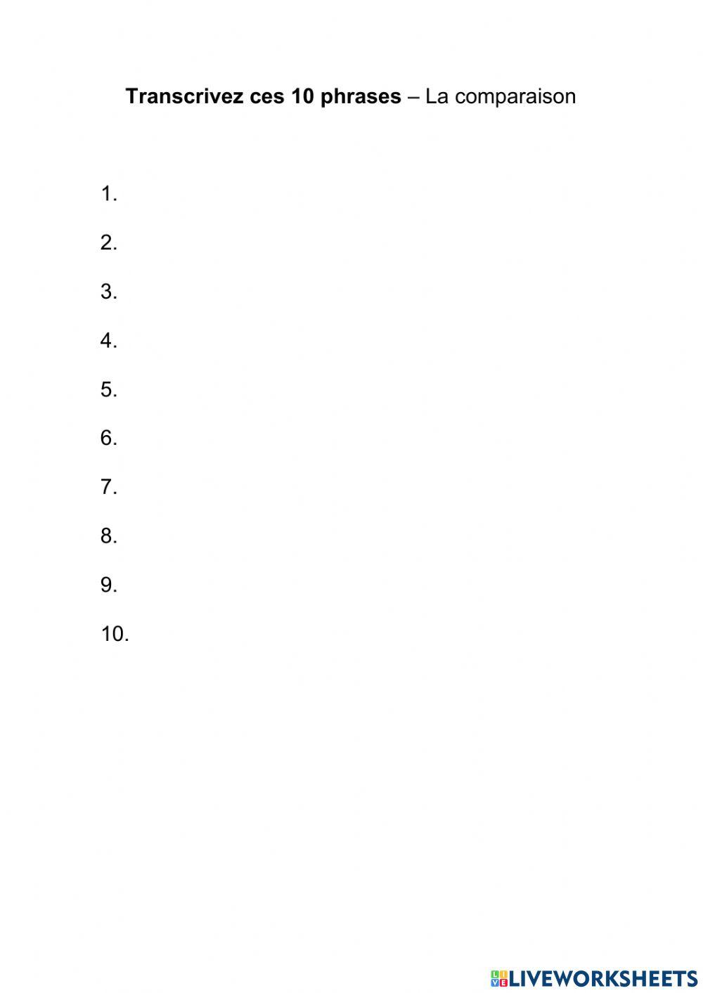 La comparaison - FLE