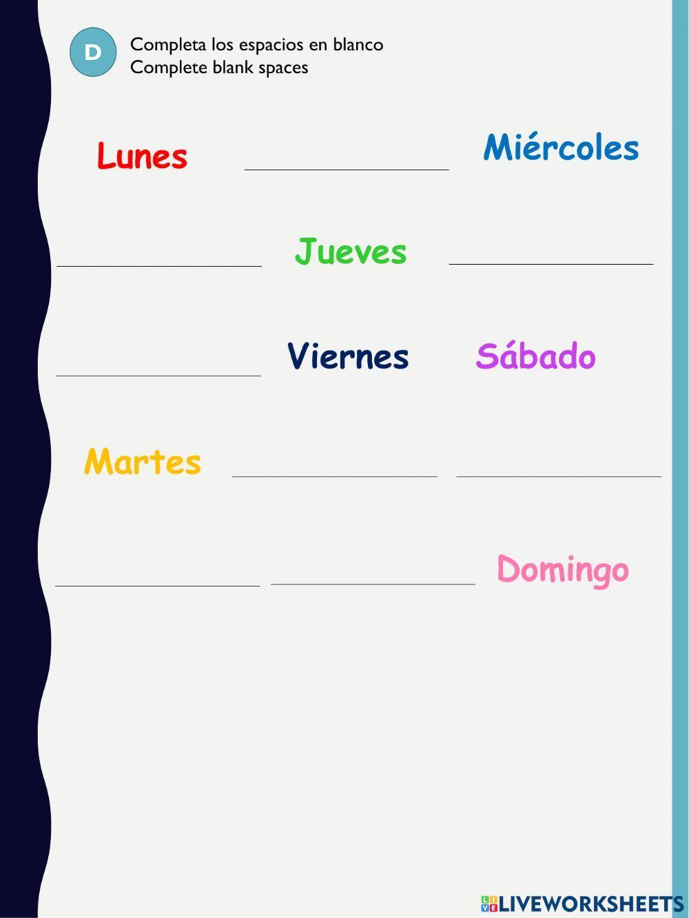 Los días de la semana