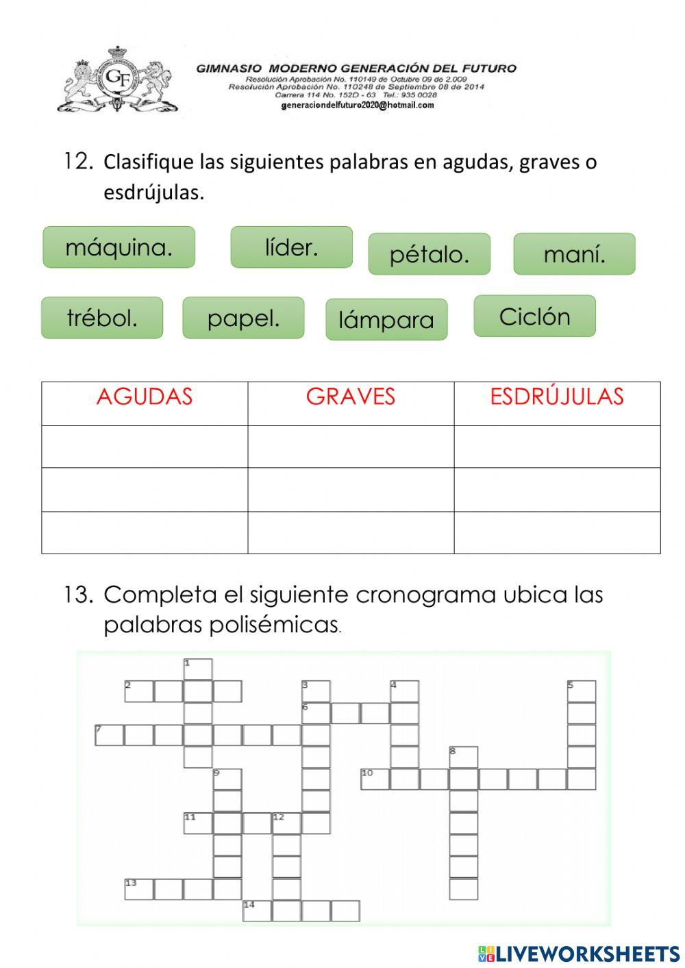 Examen bimestral Español