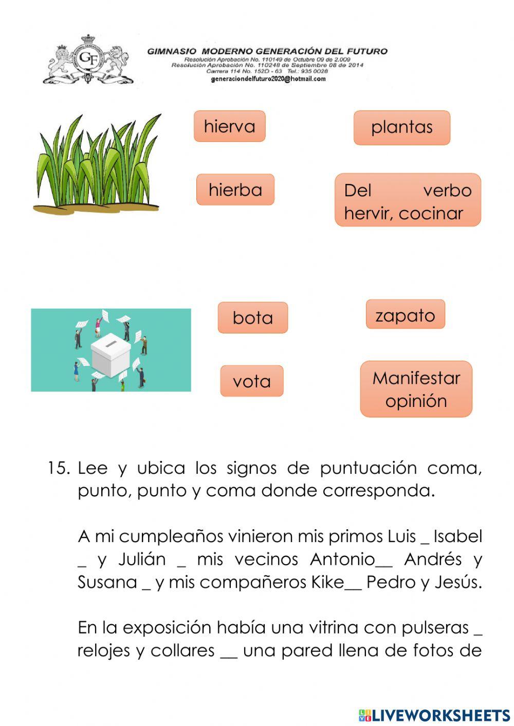 Examen bimestral Español