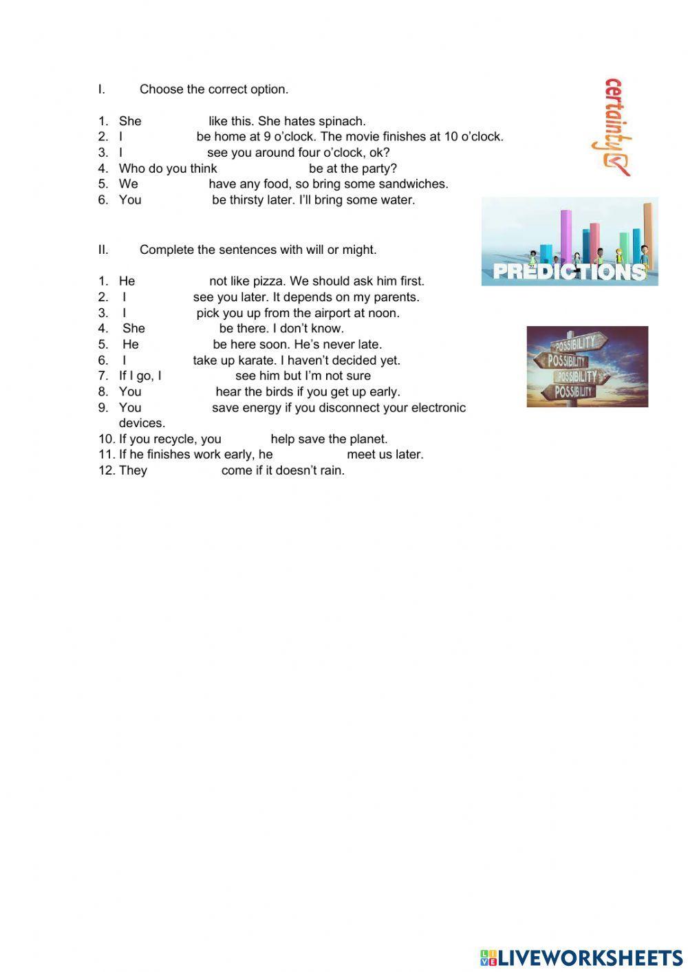 Predictions with may-might-will