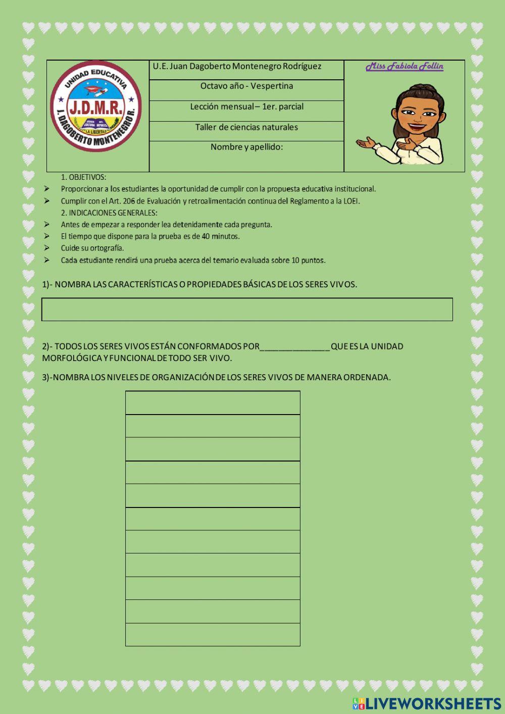 Lección de ciencias naturales