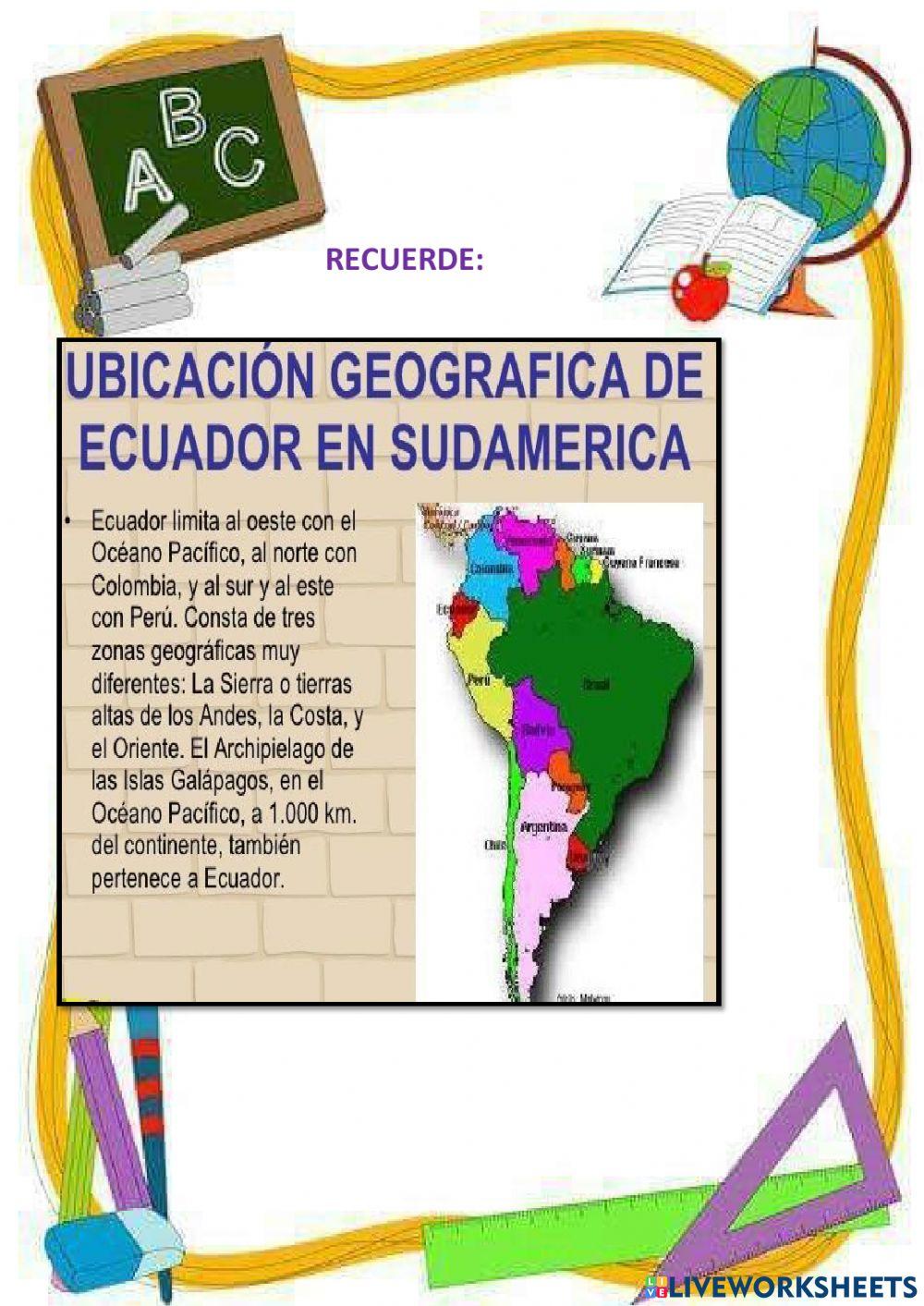 Ubicación del Ecuador Ubicación del Ecuador