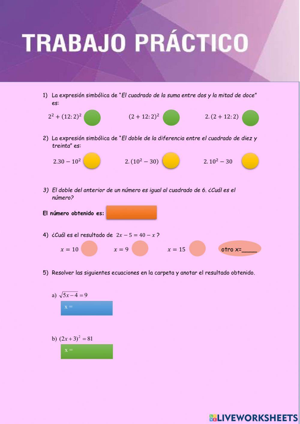 Ecuaciones Lenguaje coloquial y simbólico