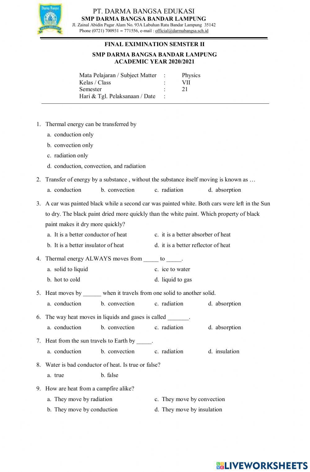 Final Test Physics 7