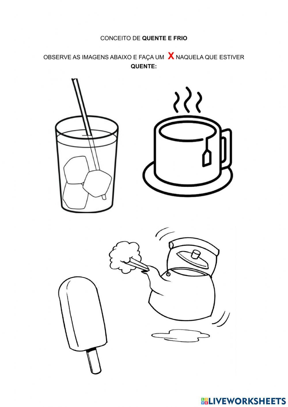 Conceito comprido estreito, cheio e vazio,QUENTE E FRIO