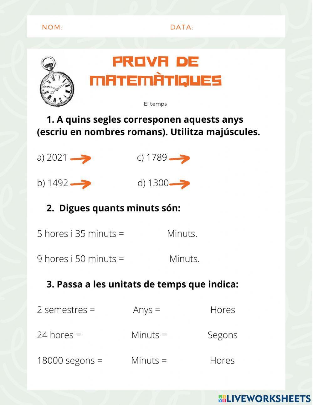 Prova matemàtiques (el temps)