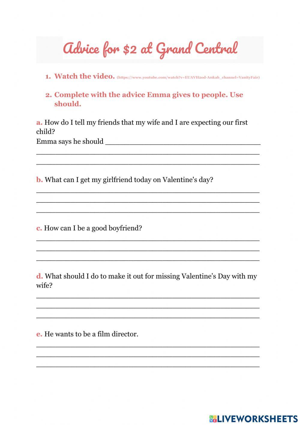 Giving advice (video Emma Watson)