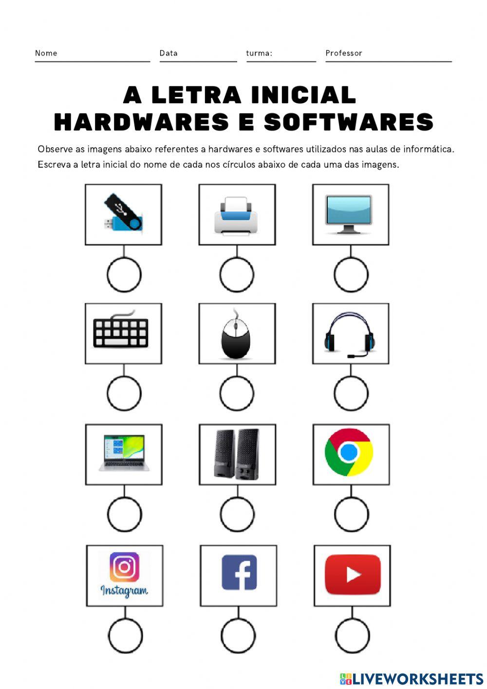 Letra Inicial de Hardwares e Softwares