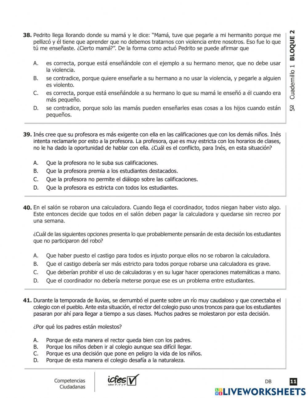 Prueba saber sociales Competencias  2012052p