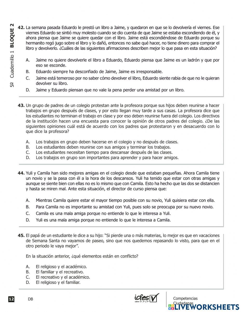 Prueba saber sociales Competencias  2012052p