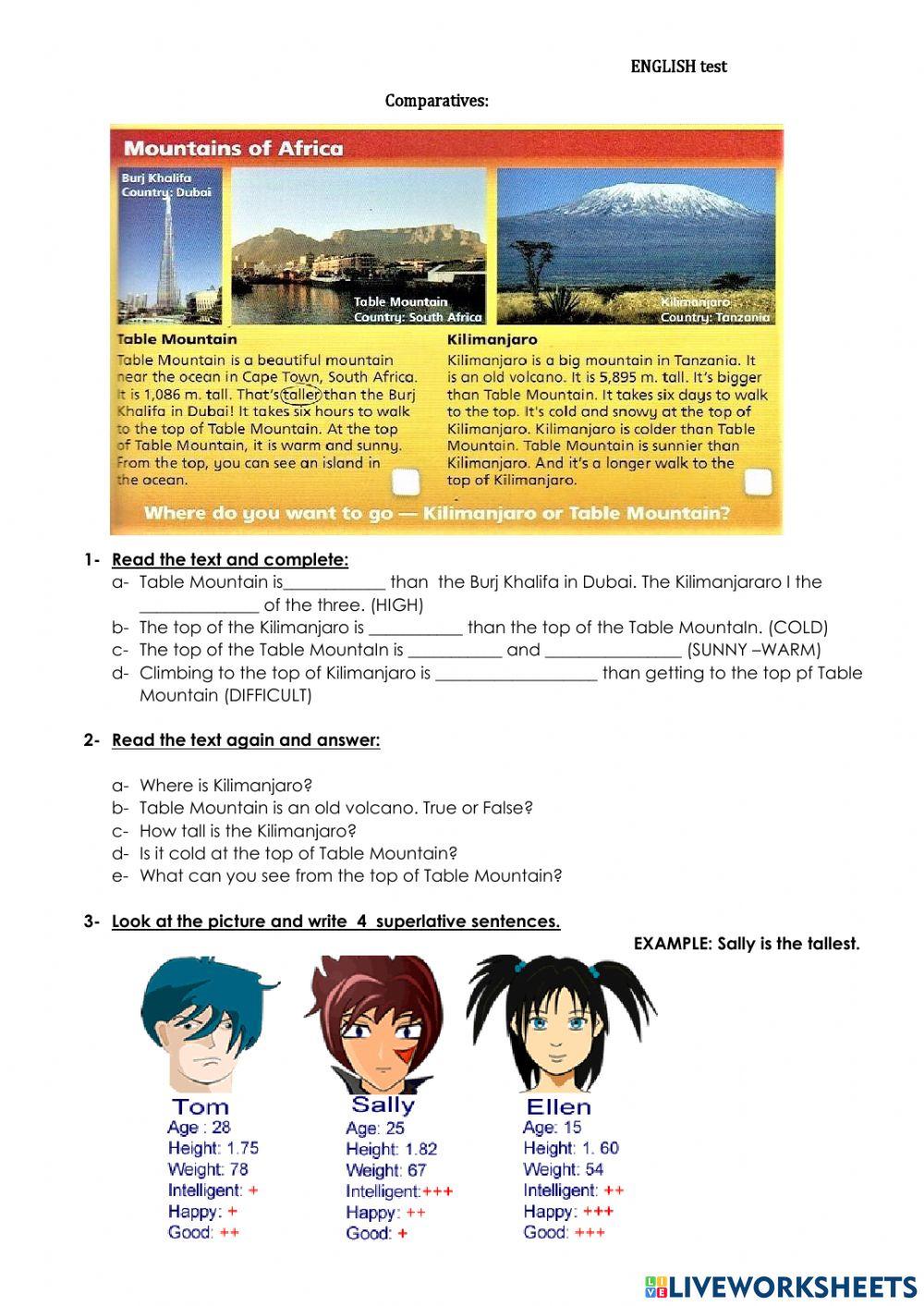 Comparatives and superlatives