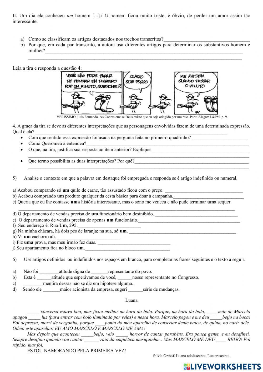 Artigos definidos e indefinidos