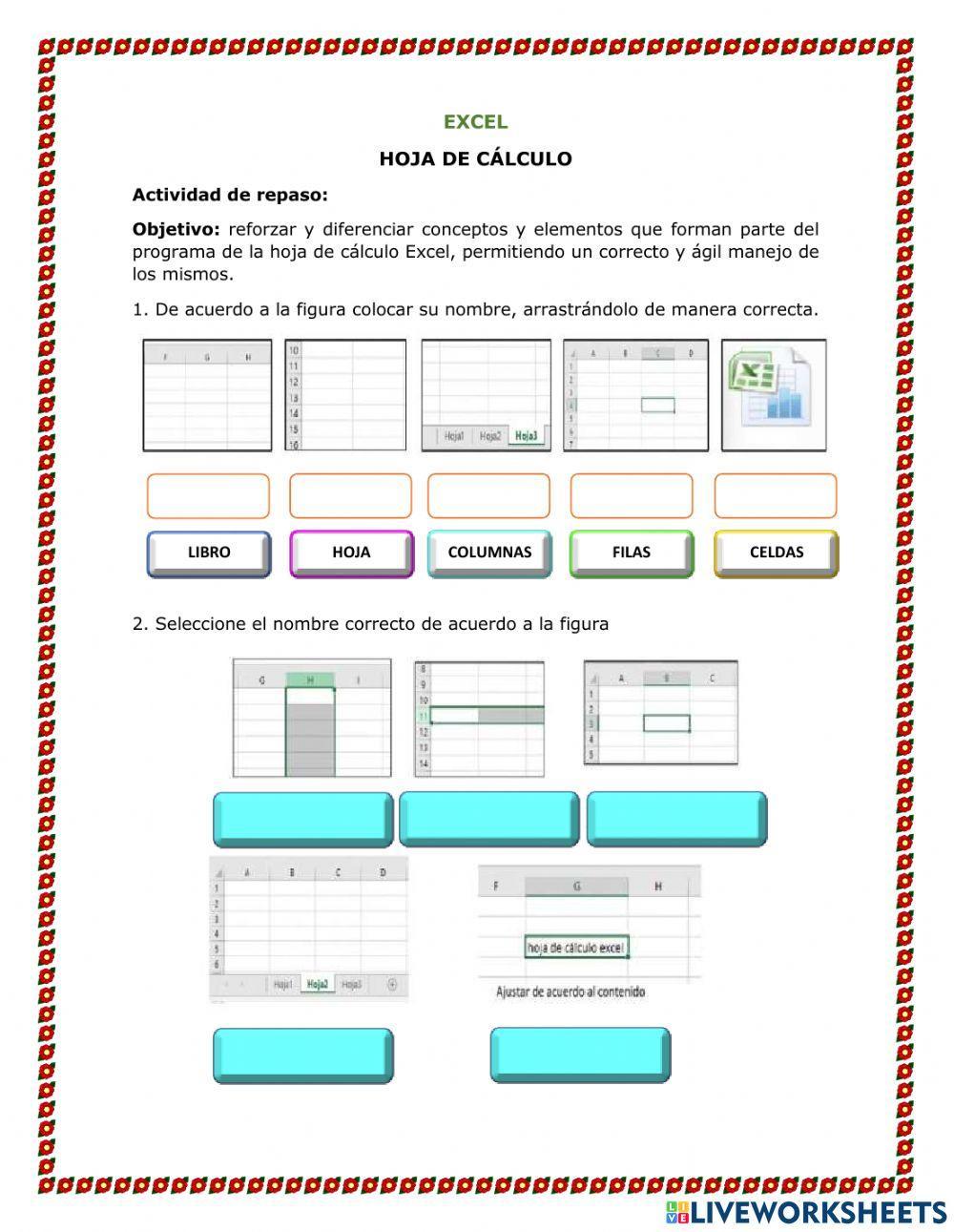 Excel hoja de cálculo