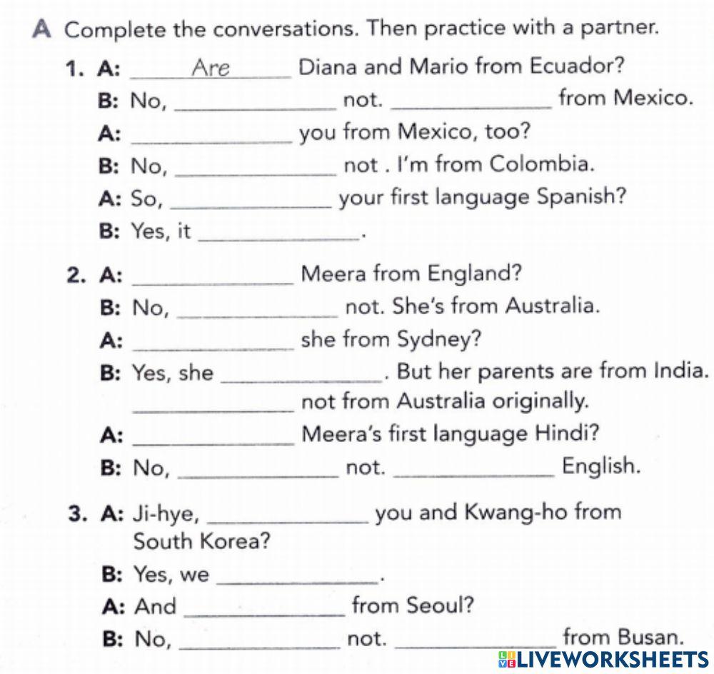 Complete the conversations. Then practice with a partner. online ...