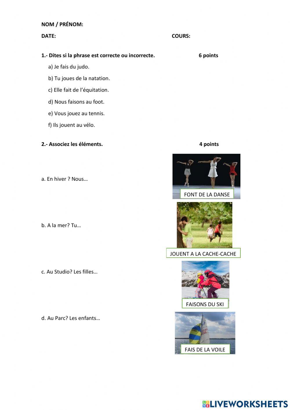 Verbes Jouer - Faire