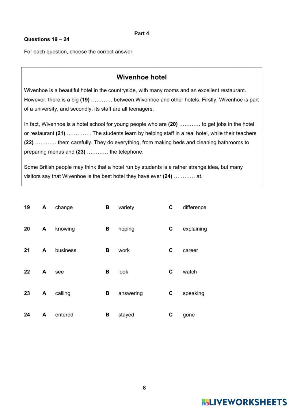 A2 key english for schools reading and writing 6625509