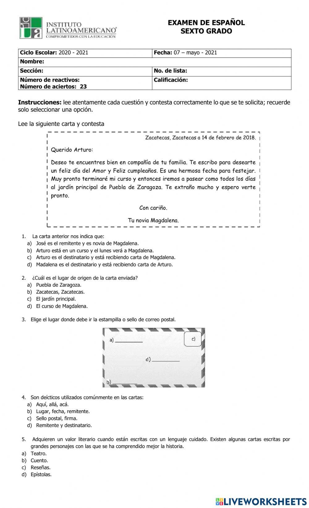 Examen - español 3.1